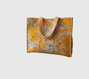 Sac fourre-tout en coton à motifs floraux, design à panneaux, ouverture supérieure, style bohème, pour le shopping en toutes saisons - Product Image 4