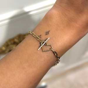 Pulsera de Cadena con Cierre de Corazón de Diamantes, Oro Sólido de 10k, 14k, 18k, Pulsera Apilable, Joyería Minimalista - Product Image 6