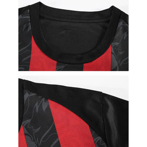 Conjunto de Camiseta de Fútbol Sublimada a Rayas Rojas y Negras para Hombre, Manga Corta, Absorbe la Humedad, Ajuste Atlético, Uniforme de Fútbol - Product Image 4