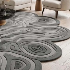 Modern Hand Tufted Rug Minimalist Luxury Grey Wool Area Rug Abstract Soft Plush Carpet Living Room Decorative <b>Floor</b> Designer Rug - Product Image 3