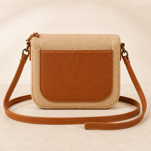 Jute Material Crossbody Handbag Large Capacity Zipper Closure Single Strap Fashion <b>Satchel</b> Eco-Friendly Durable <b>Women</b> Travel - Product Image 4