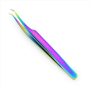 Pince à épiler d'extension de cils en acier inoxydable de qualité professionnelle à 45 degrés 6 mm revêtement Plasma arc-en-ciel Points pointus pour une utilisation optimale - Product Image 3