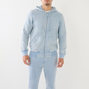 Chándal de hombre con efecto desgastado por el sol, con logotipo personalizado, ropa casual, fabricante de Pakistán, chándal con cremallera con lavado ácido en venta - Product Image 5
