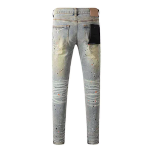 Nuevos Jeans Slim Fit para Hombre 2025, Pantalones Ajustados con Estampado Desgastado, Cintura Media, Estilo Urbano, con Efecto de Reparación de Pintura y Suavizante - Product Image 3