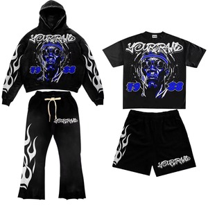 Ensemble de survêtement pour homme avec logo personnalisé, effet délavé, 100% coton molletonné, respirant, pour l'hiver, la gym, le fitness et les tenues décontractées - Product Image 5