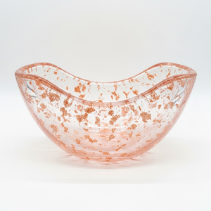 Bol décoratif en résine artisanale de luxe avec des paillettes de feuilles de cuivre |   Bol de service et centre de table artistique moderne - Product Image 6