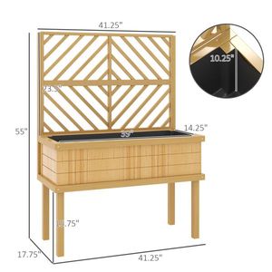 Fioriera in Legno con Scaffale, Elegante Recinzione e Traliccio per Piante - Product Image 6
