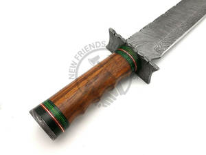 Nouveau couteau de chasse artisanal en acier Damas, robuste, pour l'extérieur, avec manche en bois de noyer et étui, lame fixe ultra-affûtée pour le camping et la survie - Product Image 4