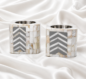 Elegant Mother of Pearl Inlay Tray with <b>Silver</b> Chevron Design Premium Handmade Luxury Vanity & <b>Coffee</b> <b>Table</b> Decor - Product Image 5