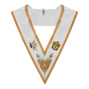 33rd Degree Scottish Rite Collar White Ribbon Gold Bullion Embroidery Masonic Regalia Scottish Rite Accessories Freemason Collar - Product Image 4