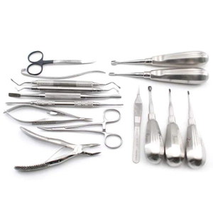 Ensemble d'instruments chirurgicaux dentaires en acier inoxydable, outils manuels, poignée rembourrée, certifié CE classe I, couleur argent, ZENVORA SURGICAL - Product Image 2