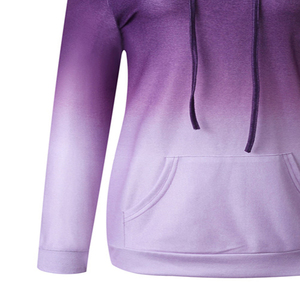 Sudadera con Capucha Degradada Morada para Mujer, Manga Larga, Tejida, Transpirable, con Bolsillos, para Otoño - Product Image 5
