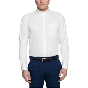 Chemise habillée blanche unie pour homme à manches longues en coton premium, coupe classique, respirante – Vente en gros de chemises habillées pour homme - Product Image 1