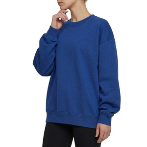 เสื้อสเวตเชิ้ตคอกลมสีพื้นสำหรับผู้หญิง แขนยาว ทรงโอเวอร์ไซส์ ผ้าถัก โพลีเอสเตอร์/คอตตอน แห้งเร็ว พิมพ์ลาย สำหรับใส่ลำลองในฤดูใบไม้ร่วง - Product Image 1