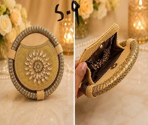 Handmade Gold-Plated Brass Mosaic Mini <b>Bag</b> Rhinestone Chain Customized Purse Flap <b>Clutch</b> <b>Velvet</b> Lining 7 Inch Fashion Women's - Product Image 4