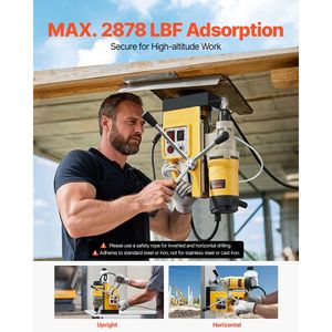 Trapano Magnetico Elettrico 1450W con 6 Punte per Foratura, Velocità Variabile e 2 Diametri di Foratura, 2878 Lbf - Product Image 6