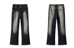 Pantalon en jean pour homme, style streetwear, coupe décontractée, effet délavé, jean baggy tendance pour homme - Product Image 3