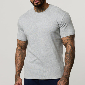 Camiseta de Hombre, Gris, Manga Corta, Cuello Redondo, Corte Regular, Algodón Jersey, Color Sólido, Diseño Liso Tejido - Product Image 4