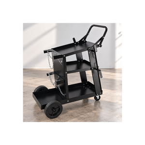 Chariot de soudeur robuste à 3 niveaux avec rangement pour bouteilles de gaz, plateau à outils, plateforme pour machine à souder et roulettes pivotantes GAR050 - Product Image 1
