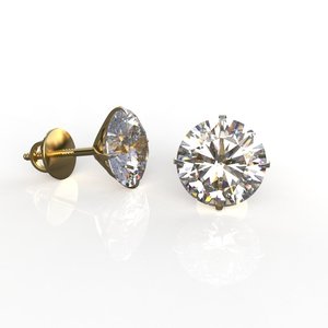 Classic 18K Gold Plated Diamond Stud <b>Earrings</b> Round Brilliant Cut Claw Setting Women's <b>Fine</b> Jewelry - Product Image 2