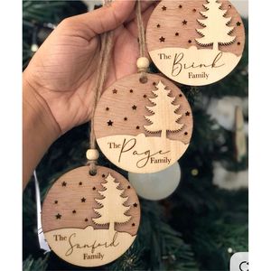 Adorno Navideño de Madera Personalizado al por Mayor, Decoración Colgante para Árbol de Navidad, Corte Láser, Madera Natural, Regalos para Fiestas - Product Image 1