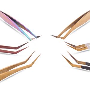 Pinces à cils de haute qualité, courbées, à pointe fine, en acier inoxydable, revêtement couleur plasma, pinces à cils pour extensions de cils - Product Image 4