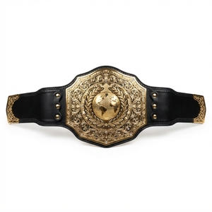 Ceinture de championnat de lutte personnalisée, ceinture de récompense sportive haut de gamme, plaques métalliques personnalisées, sangle en cuir, nom et logo gravés - Product Image 3