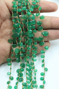 Perles d'émeraude zambienne naturelle facettées en forme de poire 5-7mm Briolette 11 pouces pour la fabrication de bijoux - Product Image 2