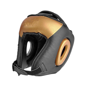Casque de boxe noir et or en cuir PU, protection faciale, fermeture réglable à boucle et crochets, unisexe, adulte, casque de sport - Product Image 4