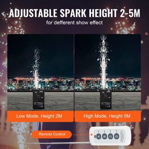 เครื่องพ่นประกายไฟเย็นแบบพกพา 700W ระบบ DMX ขั้นสูง ตัวควบคุมดอกไม้ไฟ ปรับความสูงได้ 6.6-16.4 ฟุต ไฟเวทีหน้าจอ LED - Product Image 3