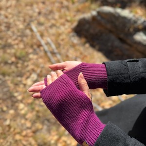 MONECO Gants sans doigts en cachemire, tricot côtelé thermique, avec manchette, couleur unie Orchidée, pour printemps et automne, chauffe-mains, compatibles écran tactile - Product Image 3