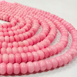 ลูกปัดพลอยแคลเซโดนีสีชมพูธรรมชาติทรงรอนเดลล์ขนาด 8 มม. ลูกปัดควอตซ์สีชมพู ลูกปัดหินกึ่งมีค่า ลูกปัดทรงรอนเดลล์ - Product Image 5