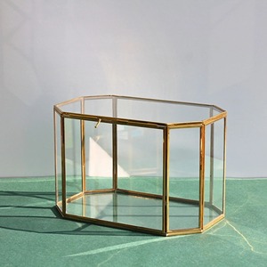 Modern Gold Metal Glass Jewelry Storage <b>Box</b> Decorative <b>Trinket</b> Organizer Hinged Lid Transparent Display Case Luxury Vanity Decor - Product Image 1