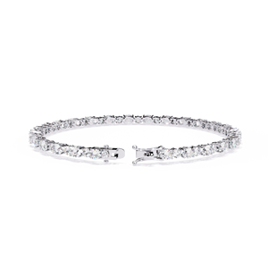 Bracelet en or jaune 10 carats pour femme, diamants ovales, classique, à porter au quotidien, diamants blancs de laboratoire couleur D - Product Image 3