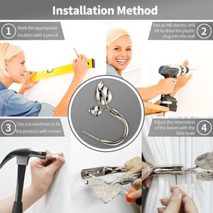 Fermacurtain in Metallo a Forma di Foglia Fatti a Mano, 2 Pezzi, Ganci per Tende da Parete, Accessori Durevoli per Finestre - Product Image 2