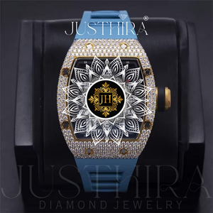 Reloj Automático de Cuarzo para Hombre con Correa de Goma Azul y Caja con Diamantes, Suministro Directo de Fábrica, con Esfera de CRISTAL DE ZAFIRO - Product Image 2