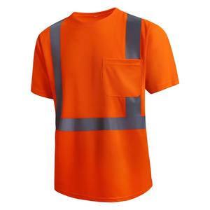 T-shirt orange haute visibilité, taille personnalisée, conforme aux normes de sécurité, équipement de protection disponible, t-shirt confortable en polyester anti-humidité - Product Image 1