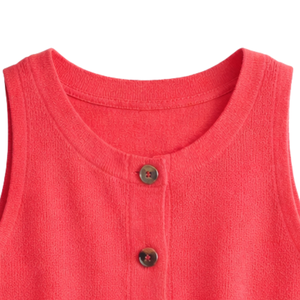 Camiseta sin mangas con botones texturizados para mujer, blusa informal de verano, holgada, transpirable, de punto, a la moda - Product Image 4