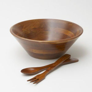 Bol à salade vintage en bois de Monkey Pod sculpté à la main, bords uniques en forme de coquille de palourde ou festonnés, parfait pour servir en cuisine. - Product Image 3