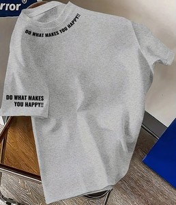 Camiseta de Algodón Cómoda para Hombre, de Verano, con Cuello Redondo, Manga Corta, Estampado de Letras, Venta al por Mayor Directa de Fábrica - Product Image 3