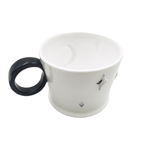 Taza de Agua de Cerámica Moderna Minimalista con Contraste de Color, Taza de Espresso con Estrella y Luna Plateadas en 3D - Product Image 6