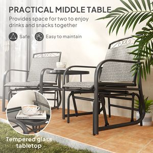 Dondolo da giardino a 2 posti con tavolino e schienale in tessuto traspirante - Grigio - Product Image 4