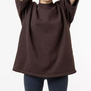 T-shirt ample vintage pour femme, coupe oversize, épaules tombantes, en jersey, avec détail lettres, marron uni, col rond, manches courtes - Product Image 4