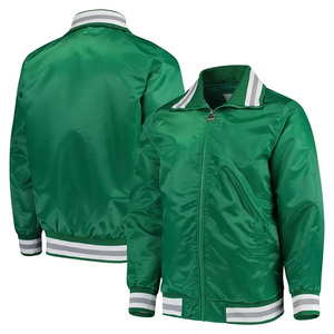 Satin Bomber Jacket OEM Custom Men's Casual Varsity Jacket Retro 80s Fashion Satin Starter Ribbed Elastic Cuff Winter - Product Image 2