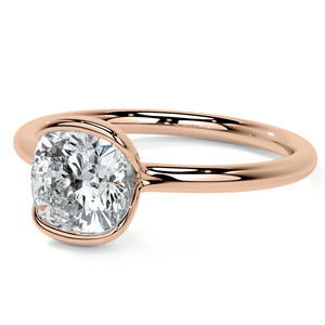 Anillo de Compromiso Solitario Gema Creative de Oro Amarillo de 14K con Diamante Cultivado en Laboratorio de Corte Cojín de Media Montura Pequeña, Certificado IGI - Product Image 2