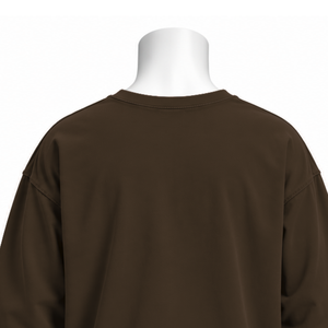 T-shirt à manches longues en coton marron café, coupe oversize, effet délavé vintage, épaules tombantes, coupe ample, unisexe, streetwear décontracté - Product Image 4