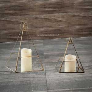 Luxurious Gold Glass <b>Lantern</b> Candle Holder <b>Set</b> of 3 Decorative Geometric <b>Lanterns</b> Wedding Table Decor - Product Image 3