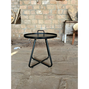 Mesa de Centro de Hierro Negro Estilo Industrial |   Mesa Auxiliar Redonda de Metal para el Hogar y la Sala de Estar, Mesa de Centro Contemporánea de Metal con Acabado - Product Image 5