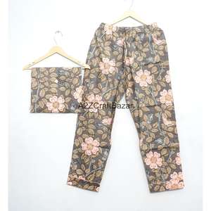 Elegante Conjunto de Pijama para Mujer, 100% Algodón Puro, Estampado Digital, Cintura Elástica Suave, Transpirable, Manga Larga - Product Image 1