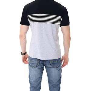 Camiseta de Manga Corta con Cuello Redondo para Hombre, Diseño a Bloques de Color, Tejido de Punto, Estilo Casual, Corte Regular, Gris, Negro, Blanco - Product Image 2
